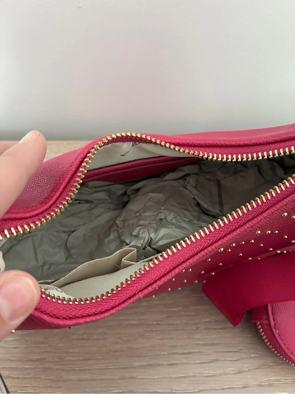 bebe Dark Pink Studded Crossbody Bag with Coin Pouch